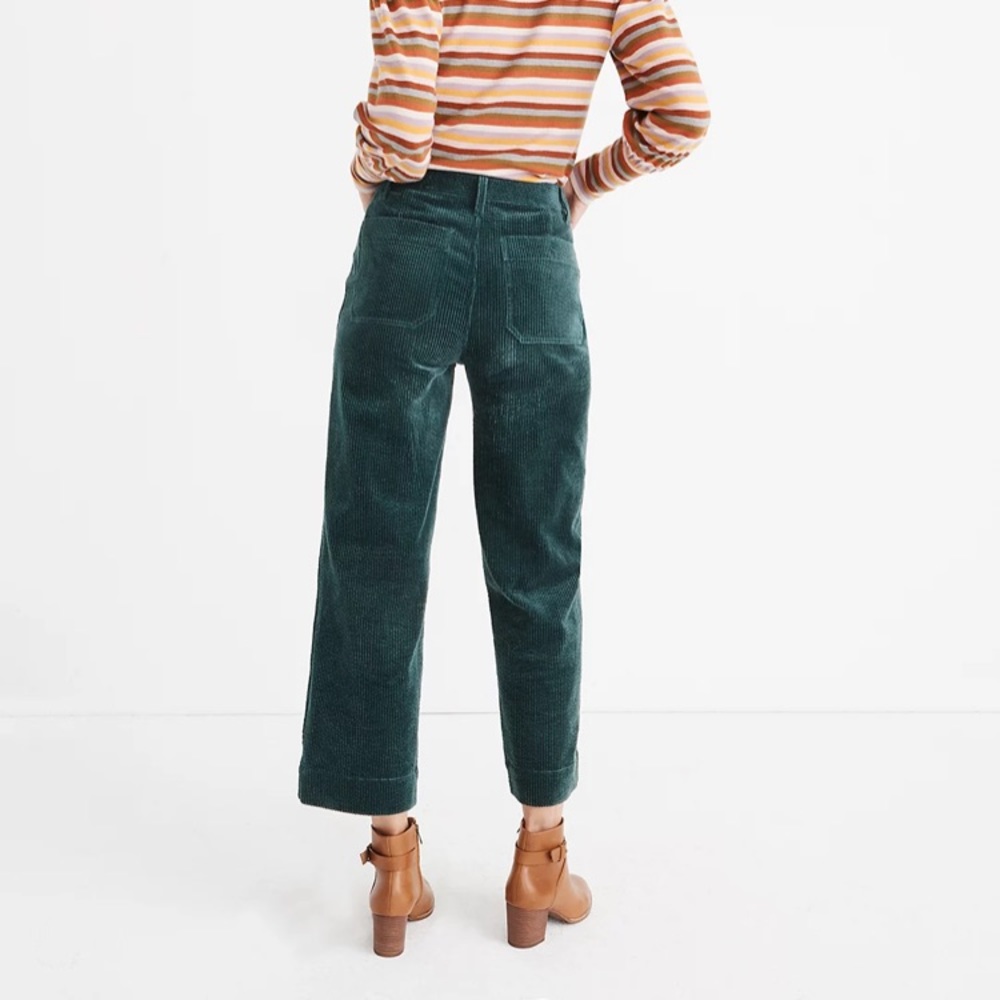 Madewell Slim Emmett Wide Leg Crop pant emerald green